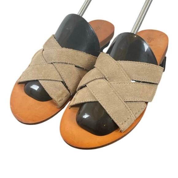 FRYE SANDALS CARLA CRISS CROSS OPEN TOE CASUAL SLIDE ASH SZ 7 AESTHETIC BOHO - Picture 3 of 16